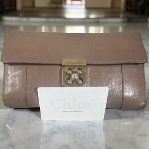 Chloé Elsie continental long wallet Beige Color With Turn Lock 7.5x4.5 COA